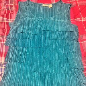 Kim Rogers Womens Sleeveless Blue Pullover Top Size Large